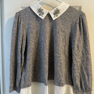 Faith and Joy Gray Top with White Accents